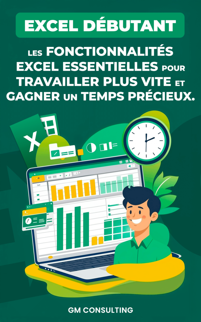 Couverture ebook mini formation Excel débutant offert par GMConsulting pour maitriser les fonctions essentielles d'Excel pour gagner du temps sur Excel